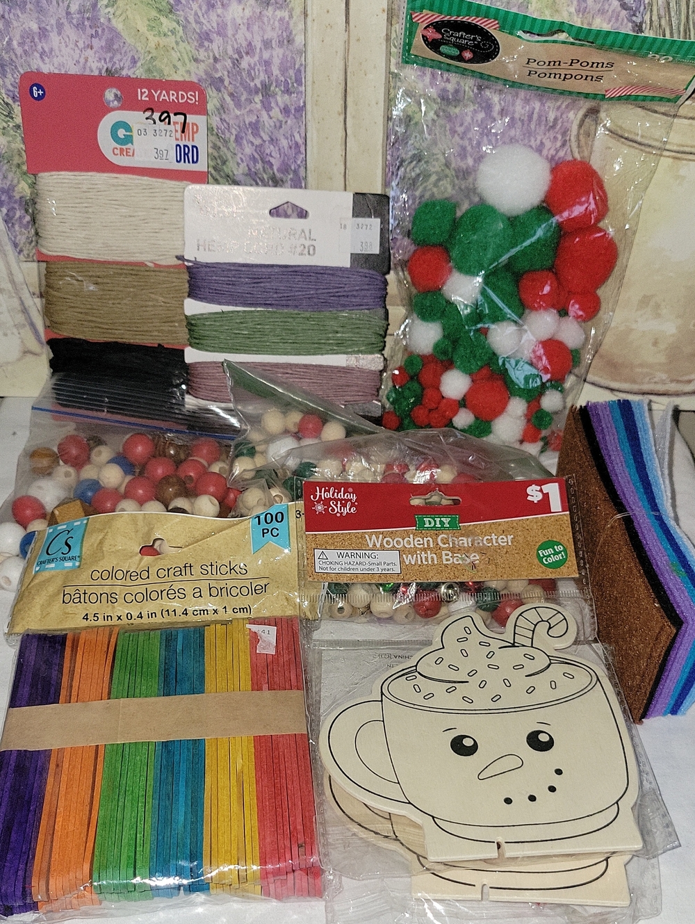 Huge Holiday Craft Supplies Bundle DIY Christmas Snowman Wood Cutouts PomPoms
